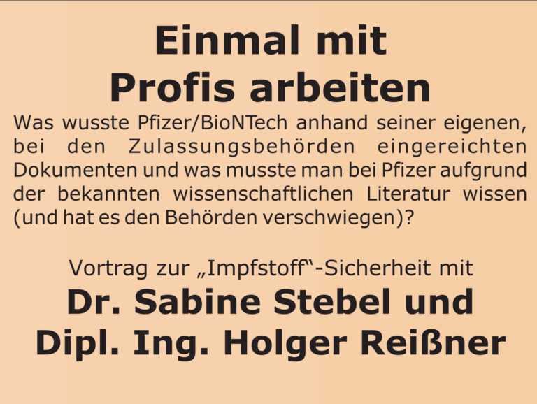 Einmal mit Profis arbeiten von Dr. Sabine Stebel und Dipl. Ing. Hogler Reißner - Vortrag zur "Impfstoff"-Sicherheit