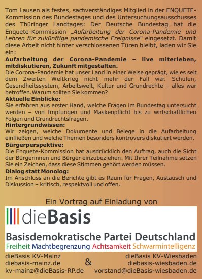 Tom Lausen kommt nach Wiesbaden! Er liefert Informationen aus der Enquete-Kommission aus erster Hand. Im Anschluss gibt es Raum für Fragen, Austausch und Diskussion.