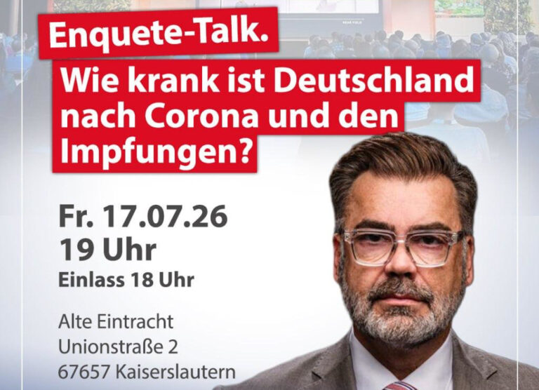 Tom Lausen in Kaiserslautern, Enquete-Talk: Wie krank ist Deutschland nach Corona und den Impfungen? Vortrag in Kaiserslautern